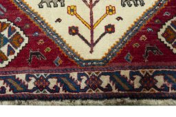 Close-up detail of 2000s Persian Gabbeh rug from Iran / Persia showing Wool weave