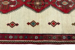 Close-up detail of 2000s Persian Gabbeh rug from Iran / Persia showing Wool weave