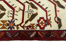 Close-up detail of 2000s Persian Gabbeh rug from Iran / Persia showing Wool weave