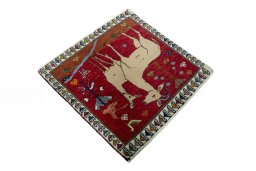 Close-up detail of 2000s Persian Gabbeh rug from Iran / Persia showing Wool weave
