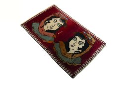 Close-up detail of 2000s Persian Gabbeh rug from Iran / Persia showing Wool weave