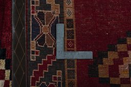 Close-up detail of 2000s Persian Gabbeh rug from Iran / Persia showing Wool weave