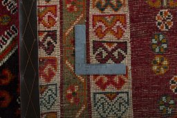 Close-up detail of 2000s Persian Gabbeh rug from Iran / Persia showing Wool weave
