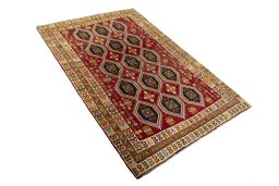 Close-up detail of 2000s Persian Gabbeh rug from Iran / Persia showing Wool weave