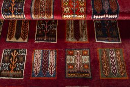 Close-up detail of 2000s Persian Gabbeh rug from Iran / Persia showing Wool weave