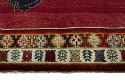 Central medallion detail of 2000s Persian Gabbeh rug from Iran / Persia