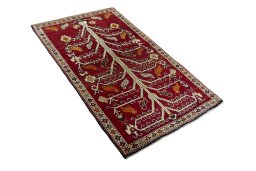 Close-up detail of 2000s Persian Gabbeh rug from Iran / Persia showing Wool weave