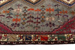 Close-up detail of 2000s Persian Gabbeh rug from Iran / Persia showing Wool weave