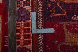 Close-up detail of 2000s Persian Gabbeh rug from Iran / Persia showing Wool weave