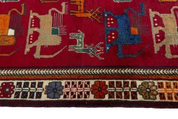 Close-up detail of 2000s Persian Gabbeh rug from Iran / Persia showing Wool weave