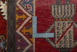 Close-up detail of 2000s Persian Gabbeh rug from Iran / Persia showing Wool weave