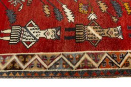 Close-up detail of 2000s Persian Gabbeh rug from Iran / Persia showing Wool weave