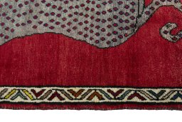 Close-up detail of 2000s Persian Gabbeh rug from Iran / Persia showing Wool weave