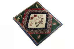 Close-up detail of 2000s Persian Gabbeh rug from Iran / Persia showing Wool weave