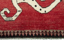 Central medallion detail of 2000s Persian Gabbeh rug from Iran / Persia