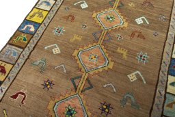 Backside of handmade 2000s Persian Gabbeh rug showing knot structure and weave density
