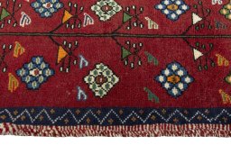Close-up detail of 2000s Persian Gabbeh rug from Iran / Persia showing Wool weave