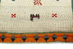 Central medallion detail of 2000s Persian Gabbeh rug from Iran / Persia