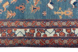 Close-up detail of 2000s Persian Gabbeh rug from Iran / Persia showing Wool weave