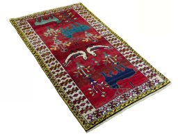 Close-up detail of 2000s Persian Gabbeh rug from Iran / Persia showing Wool weave
