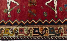 Close-up detail of 2000s Persian Gabbeh rug from Iran / Persia showing Wool weave