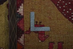 Close-up detail of 2000s Persian Gabbeh rug from Iran / Persia showing Wool weave