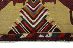 Central medallion detail of 2000s Persian Gabbeh rug from Iran / Persia
