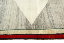 Close-up detail of 2000s Persian Gabbeh rug from Iran / Persia showing Wool weave