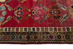 Close-up detail of 2000s Persian Gabbeh rug from Iran / Persia showing Wool weave