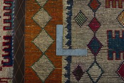Close-up detail of 2000s Persian Gabbeh rug from Iran / Persia showing Wool weave