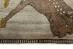 Central medallion detail of 2000s Persian Gabbeh rug from Iran / Persia