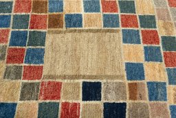 Central medallion detail of 2000s Persian Gabbeh rug from Iran / Persia