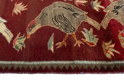 Close-up detail of 2000s Persian Gabbeh rug from Iran / Persia showing Wool weave