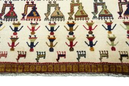 Central medallion detail of 2000s Persian Gabbeh rug from Iran / Persia
