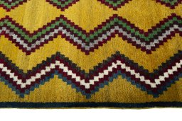 Close-up detail of 2000s Persian Gabbeh rug from Iran / Persia showing Wool weave