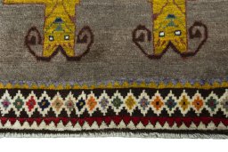 Central medallion detail of 2000s Persian Gabbeh rug from Iran / Persia