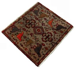 Close-up detail of 2000s Persian Gabbeh rug from Iran / Persia showing Wool weave