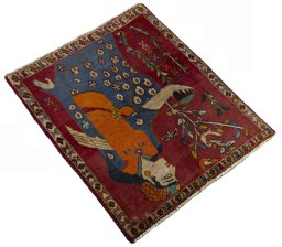 Close-up detail of 2000s Persian Gabbeh rug from Iran / Persia showing Wool weave