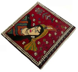Close-up detail of 2000s Persian Gabbeh rug from Iran / Persia showing Wool weave