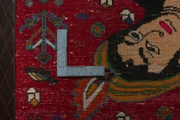 Backside of handmade 2000s Persian Gabbeh rug showing knot structure and weave density