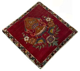 Close-up detail of 2000s Persian Gabbeh rug from Iran / Persia showing Wool weave