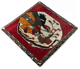 Close-up detail of 2000s Persian Gabbeh rug from Iran / Persia showing Wool weave