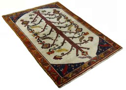 Close-up detail of 2000s Persian Gabbeh rug from Iran / Persia showing Wool weave