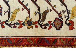 Close-up detail of 2000s Persian Gabbeh rug from Iran / Persia showing Wool weave