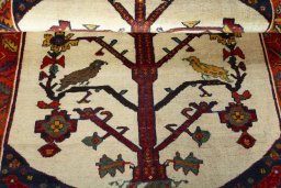 Full view of 2000s Persian Gabbeh rug from Iran / Persia, 162 × 116 cm in Beige tones