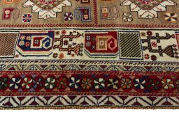 Close-up detail of 2000s Persian Gabbeh rug from Iran / Persia showing Wool weave