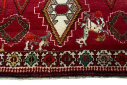 Central medallion detail of 2000s Persian Gabbeh rug from Iran / Persia