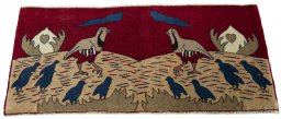Surface texture of 2000s Persian Gabbeh rug with natural Wool and intricate pattern