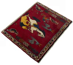 Close-up detail of 2000s Persian Gabbeh rug from Iran / Persia showing Wool weave