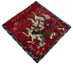 Close-up detail of 2000s Persian Gabbeh rug from Iran / Persia showing Wool weave